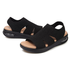 Women's Summer Walking Sandals Slip On Air Cushion Support Platform Sandals Open Toe Ankle Strap Dress Sandal Shoes