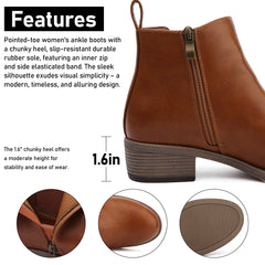 Maxome Stiefeletten Damen Knöchelstiefel Mit Reißverschluss Wasserdichte Leder Stiefeletten Stylische Chelsea Boots Mit Niedrigem Absatz Spitze Zehen Freizeitschuhe Herbst Winter Damenstiefel Schwarz