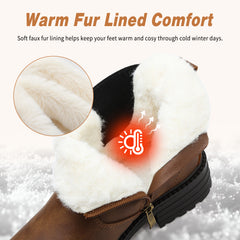 ziitop Winter Snow Boots for Women Fur Lined Ankle Chelsea Boots with Side Zip Waterproof Walking Shoes Ladies Warm Winter Booties Slip On Casual Comfort Footwear