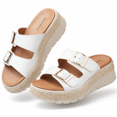 BKWHDAY Platform Sandals Women Wedge Open Toe Buckle Ankle Strap Women's 2026