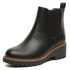 Women's Wedge Chelsea Boots Elastic Platform Lug Sole Slip on Ankle Booties