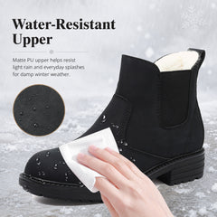 ziitop Winter Snow Boots for Women Fur Lined Ankle Chelsea Boots with Side Zip Waterproof Walking Shoes Ladies Warm Winter Booties Slip On Casual Comfort Footwear