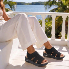 Women's Summer Walking Sandals Slip On Air Cushion Support Platform Sandals Open Toe Ankle Strap Dress Sandal Shoes