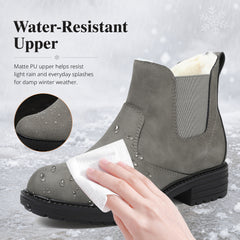 ziitop Winter Snow Boots for Women Fur Lined Ankle Chelsea Boots with Side Zip Waterproof Walking Shoes Ladies Warm Winter Booties Slip On Casual Comfort Footwear