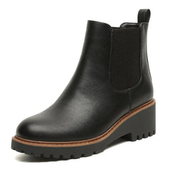 Womens Chelsea Wedge Boots Elastic Platform Slip on Waterproof Ankle Booties