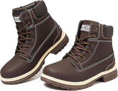 GoodValue Boots For Women Waterproof Ankle Boots Casual Lace Up Hiking Walking Boots Ladies Anti-Slip Outdoor Short Boots Lightweight Low Heel Fall Boots