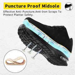 Steel Toe Caps Trainers Lightweight Safety Trainers Safety Shoes Boots Air Cushion Mens Womens Work Industrial Puncture Proof Work Shoes Unisex Non Slip Black