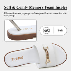Womens Sandals Dressy Comfortable Slide Sandals Open Toe Slip On Flat Sandals for Summer Beach Vacation