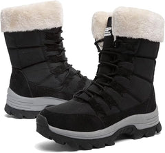 GoodValue Womens Snow Boots Winter Fur Lined Waterproof Walking Boots Lightweight Outdoor Ankle Boots Ladies Warm Shoes Anti-Slip Mid Calf Boots