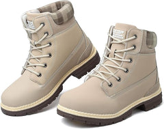 ziitop Women's Combat Ankle Boots Waterproof Fashion Casual Lace Up Low Heel Fall Boots Ladies Anti-Slip Lightweight Outdoor Work Booties