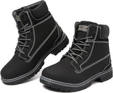 ziitop Women's Combat Ankle Boots Waterproof Fashion Casual Lace Up Low Heel Fall Boots Ladies Anti-Slip Lightweight Outdoor Work Booties
