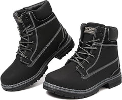 ziitop Women's Combat Ankle Boots Waterproof Fashion Casual Lace Up Low Heel Fall Boots Ladies Anti-Slip Lightweight Outdoor Work Booties