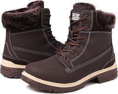 ziitop Womens Snow Boots Waterproof Winter Boots Fur Lined Warm Hiking Boots Ladies Lace Up Walking Boots Anti-Slip Lightweight Outdoor Ankle Boots