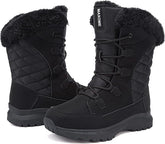 todaysunny Womens Winter Snow Boots Insulation Warm Fur Lined Walking Boots For Ladies Anti-Slip Lace Up Closure Cold Weather Mid-Calf Boots Outdoor Shoes Women