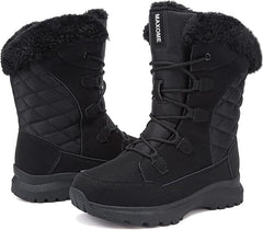 todaysunny Womens Winter Snow Boots Insulation Warm Fur Lined Walking Boots For Ladies Anti-Slip Lace Up Closure Cold Weather Mid-Calf Boots Outdoor Shoes Women