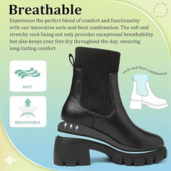 Hanani Chelsea Boots Women Black Winter Boots For Women Boots White Boots Ankle Botas white booties Para Mujer Waterproof Boots