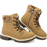 ziitop Winter Boots for Women Waterproof Snow Boots with Side Zip Fur Lined Ankle Walking Shoes Classic Lace Up Ladies Furry Warm Mid Calf Fashion Booties