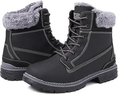 ziitop Womens Snow Boots Waterproof Winter Boots Fur Lined Warm Hiking Boots Ladies Lace Up Walking Boots Anti-Slip Lightweight Outdoor Ankle Boots