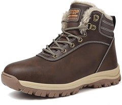 Winter Boots Men Warm Snow Boots Waterproof Hiking Boots Fur Lined Ankle Boots For Men Lightweight Anti-Slip Trekking Boots Lace-up Climping Walking Boots Outdoor Shoes