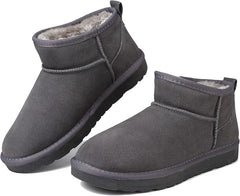 todaysunny Mini Boots for Women Snow Boots Suede Leather Winter Boots Warm Fur Lined Short Boots Classic Womens Slip on Ankle Boots Anti-Slip Indoor Outdoor Ladies Walking Boots