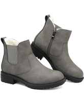 ziitop Winter Snow Boots for Women Fur Lined Ankle Chelsea Boots with Side Zip Waterproof Walking Shoes Ladies Warm Winter Booties Slip On Casual Comfort Footwear