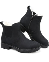 ziitop Winter Snow Boots for Women Fur Lined Ankle Chelsea Boots with Side Zip Waterproof Walking Shoes Ladies Warm Winter Booties Slip On Casual Comfort Footwear