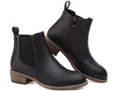 Maxome Stiefeletten Damen Knöchelstiefel Mit Reißverschluss Wasserdichte Leder Stiefeletten Stylische Chelsea Boots Mit Niedrigem Absatz Spitze Zehen Freizeitschuhe Herbst Winter Damenstiefel Schwarz