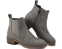 Maxome Stiefeletten Damen Knöchelstiefel Mit Reißverschluss Wasserdichte Leder Stiefeletten Stylische Chelsea Boots Mit Niedrigem Absatz Spitze Zehen Freizeitschuhe Herbst Winter Damenstiefel Schwarz