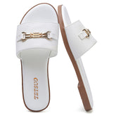 Womens Sandals Dressy Comfortable Slide Sandals Open Toe Slip On Flat Sandals for Summer Beach Vacation