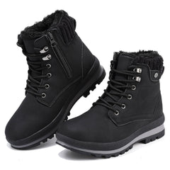 Hanani Damen Winterstiefel Gefüttert Wasserabweisend, Leichte Schneestiefeletten Damen Warm Rutschfest mit Reißverschluss und Schnürung, Snow Boots Kurzschaft mit Profilsohle
