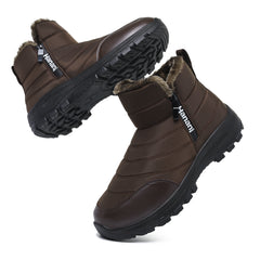 Hanani Mens Snow Boots Winter Warm Fur Lined Ankle Boots Water Resistant Zip Up Outdoor Walking Shoes Lightweight Non Slip Casual Short Booties Cotton Boots
