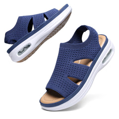 Hanani Women Walking Sandals Air Cushion Support Platform Elastic Ankle Strap Sport Slingback Ladies Open Toe Ourdoor Summer Shoes Comfortable Casual Wedge Sandals Washable Slide Sport Girls