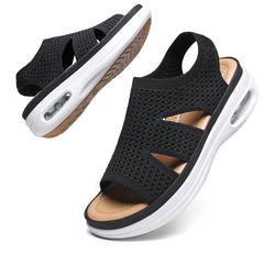 Hanani Women Walking Sandals Air Cushion Support Platform Elastic Ankle Strap Sport Slingback Ladies Open Toe Ourdoor Summer Shoes Comfortable Casual Wedge Sandals Washable Slide Sport Girls