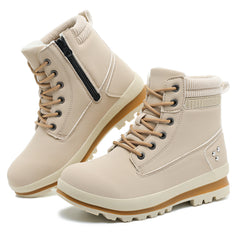 Hanani Walking Boots Womens Ankle Boots Hiking Boots Water Resistant Side Zipper Mid Calf Trekking Boots Lightweight Non-Slip Short Booties Lace up Outdoor Classic Work Shoes Ladies