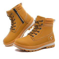 Hanani Walking Boots Womens Ankle Boots Hiking Boots Water Resistant Side Zipper Mid Calf Trekking Boots Lightweight Non-Slip Short Booties Lace up Outdoor Classic Work Shoes Ladies