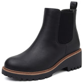ziitop Women's Chelsea Wedge Boots Side Zip Lug Sole Round Toe Fall Ankle Boots