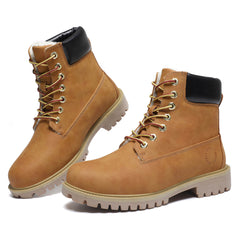 Men's Snow Boots Fur Warm Lined Winter Ankle Boots Outdoor Trekking Trail Shoes Classic Lace Up Non-Slip Outdoor Work Boots