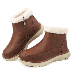Womens Winter Boots Waterproof Snow Boots Cozy Fur Lined Ankle Boots Side Zip Short Booties