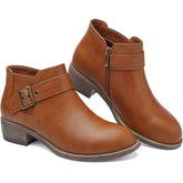 ziitop Stiefeletten Damen Schwarz mit Reißverschluss Elegante Boots Stiefel Damen Spitz Zulaufend Schnalle Western Chelsea Ankle Boots Herbst Winter Schuhe Ungefüttert Vielseitig Kurzstiefel
