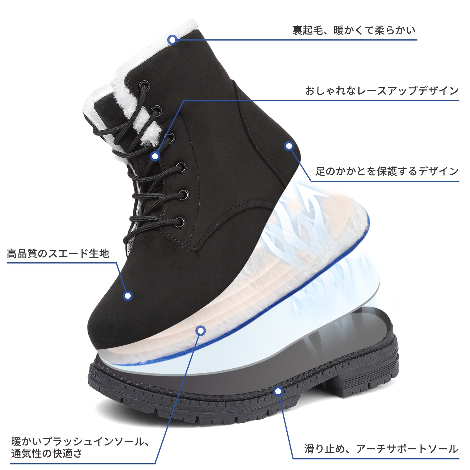 [Hanani] スノーブーツ レディース 防寒ブーツ 冬靴 スノーシューズ 雪靴 防滑 暖かい 裏起毛 綿靴 雪用 ショートブーツ トレッキングシューズ 登山靴 Snow Boot 歩きやすい 通勤 通学