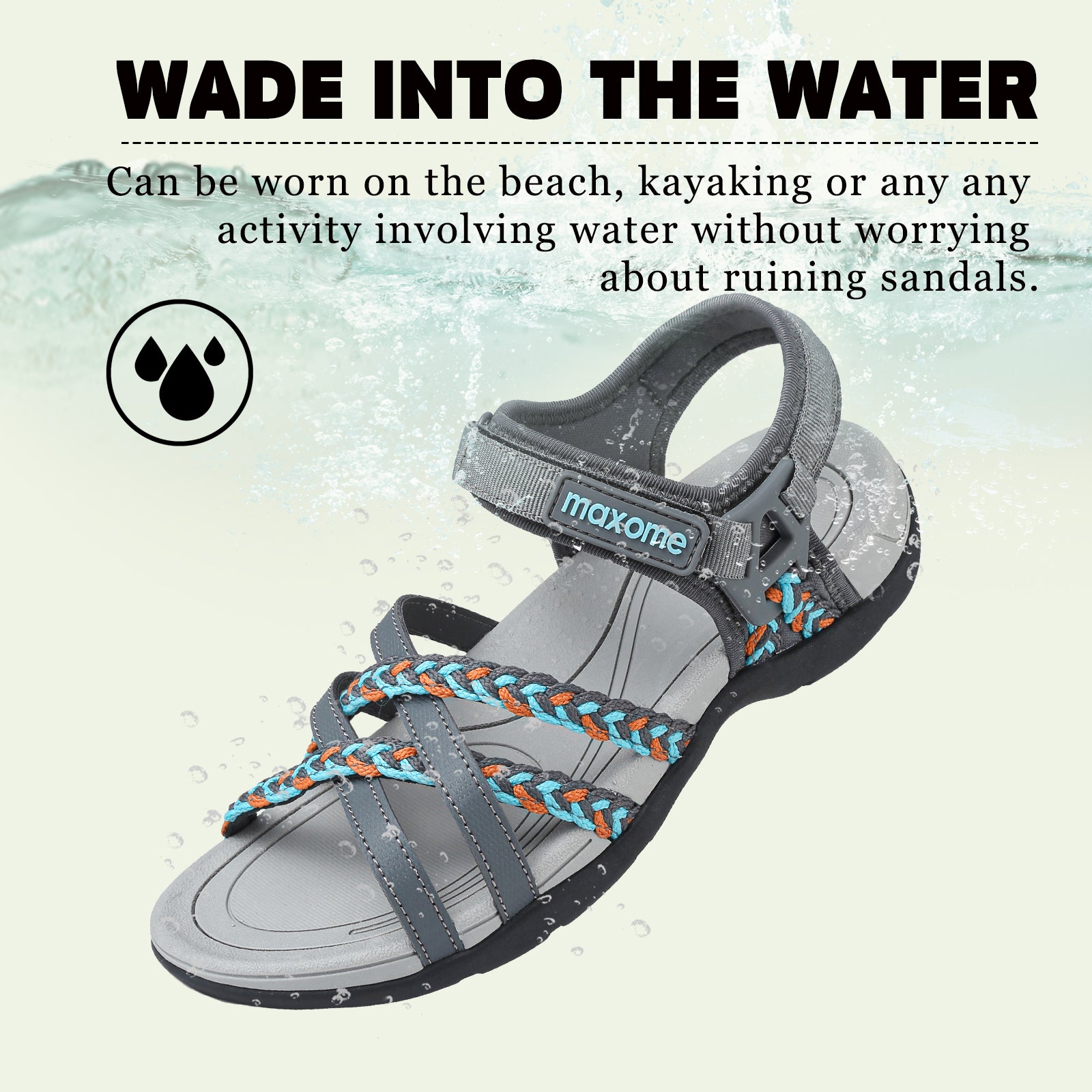 Maxome Women's Summer Walking Sandals Comfortable Sports Sandals Casual Hook Loop Strap Beach Sandals