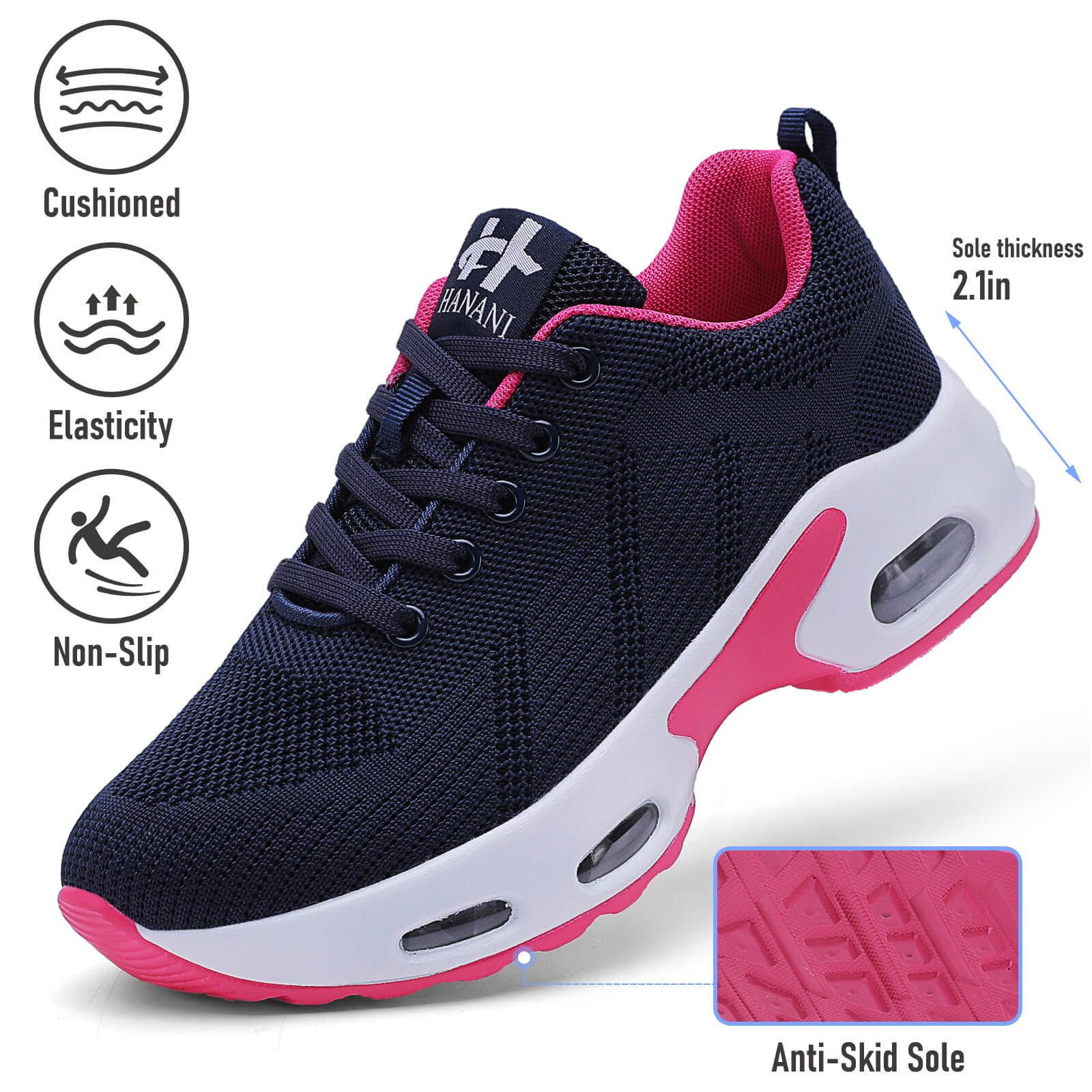 【Hanani】Womens Orthopedic Trainers Running Shoes Air Cushion Athletic Sports Lightweight Tennis Walking Sneakers Casual Mesh Breathable Ladies Fashion Plantar Fasciitis Jogging Shoes