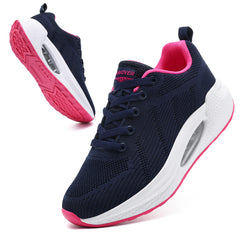 Womens Walking Trainers Orthopedic Walking Shoes Air Cushion Lightweight Walking Shoes Breathable Running Sneakers Rocker Sole Shoes Non Slip Sports Shoes Womens Gym Training Shoes
