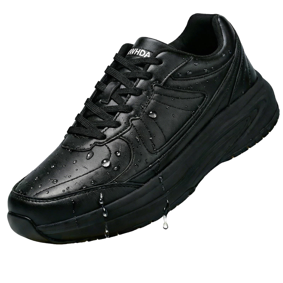 BKWHDAY Non Slip Work Shoes for Men Chef Shoe Lightweight Waterproof Oil Resistant Resistant Food Service Sneaker for Kitchen, Restaurant, waiters - Black