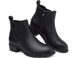 Maxome Stiefeletten Damen Knöchelstiefel Mit Reißverschluss Wasserdichte Leder Stiefeletten Stylische Chelsea Boots Mit Niedrigem Absatz Spitze Zehen Freizeitschuhe Herbst Winter Damenstiefel Schwarz