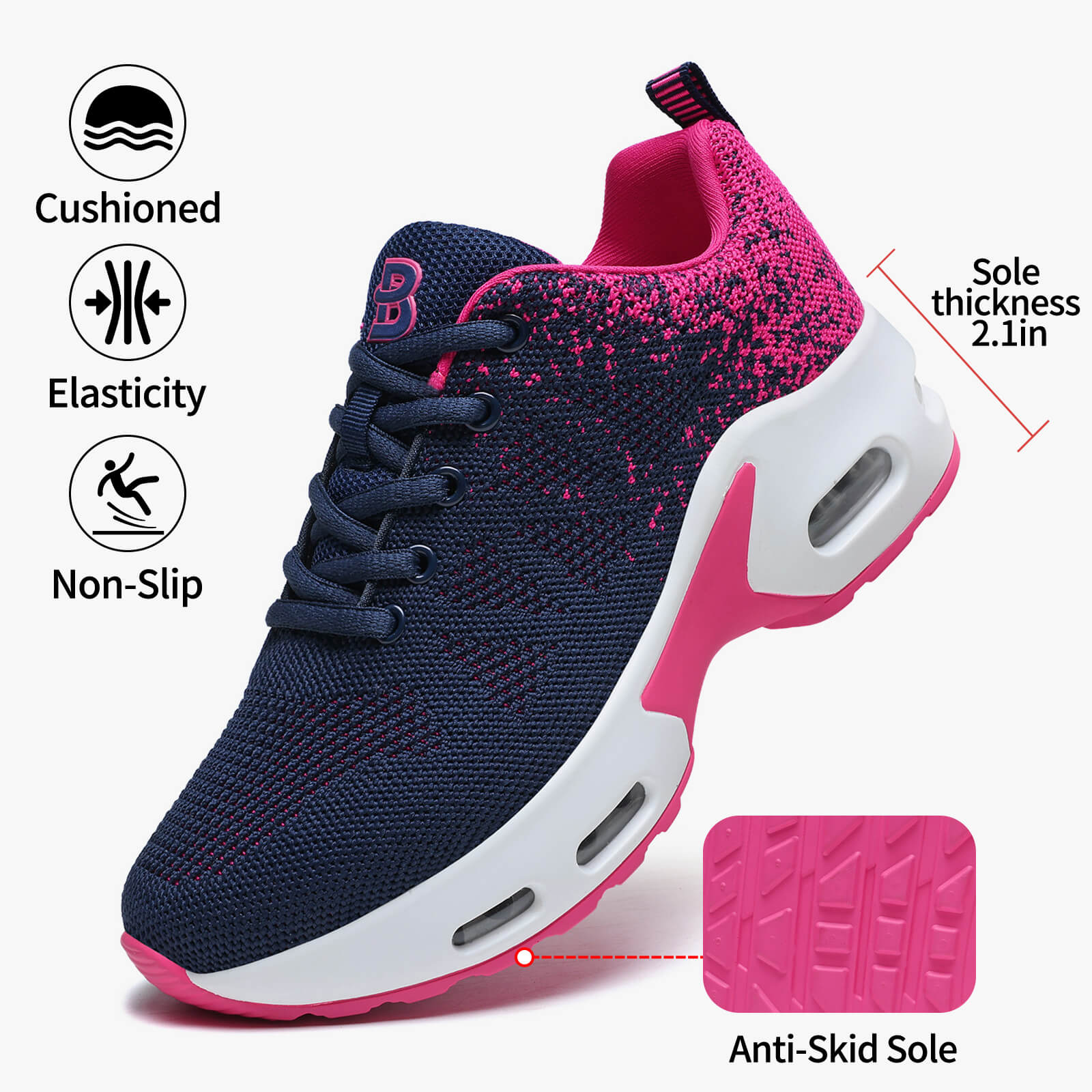 Womens Orthopedic Trainers Running Shoes Air Cushion Athletic Sports Lightweight Walking Sneakers Mesh Breathable Ladies Nursing Work Arch Support Plantar Fasciitis Jogging Shoes