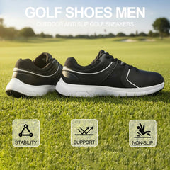 Golf Shoes for Men– Black/White/White-Grey Mens Golf Shoes Spikeless Size 7.5-12.5