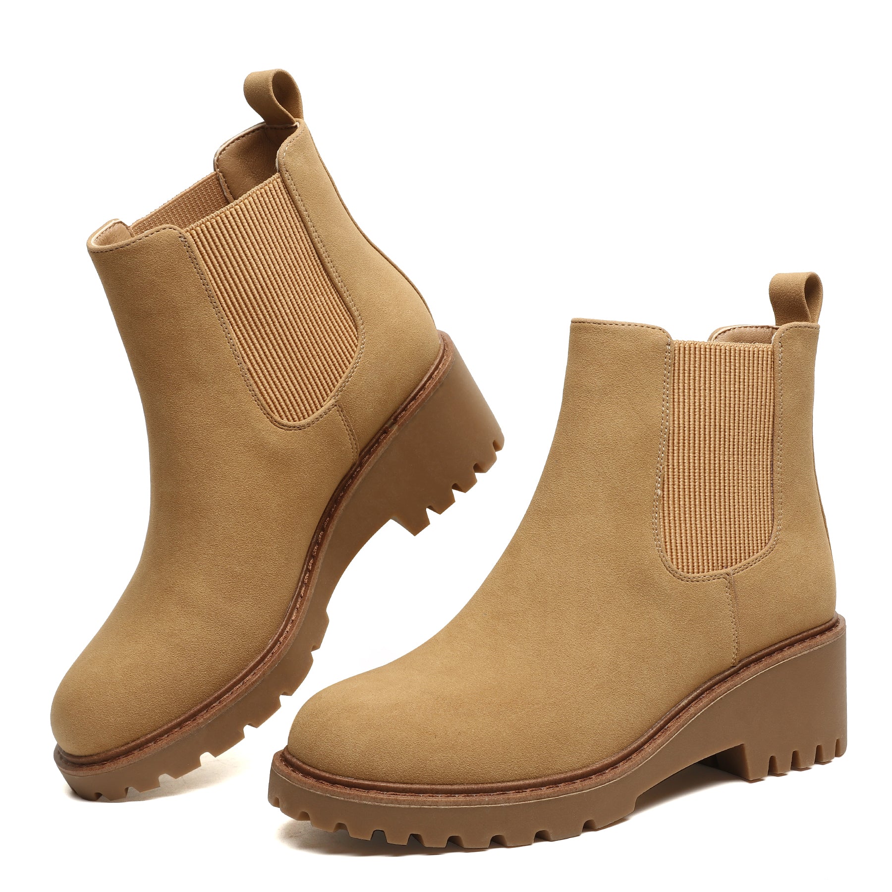 Women's Wedge Chelsea Boots Elastic Platform Lug Sole Slip on Ankle Booties