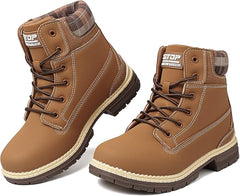 GoodValue Boots For Women Waterproof Ankle Boots Casual Lace Up Hiking Walking Boots Ladies Anti-Slip Outdoor Short Boots Lightweight Low Heel Fall Boots