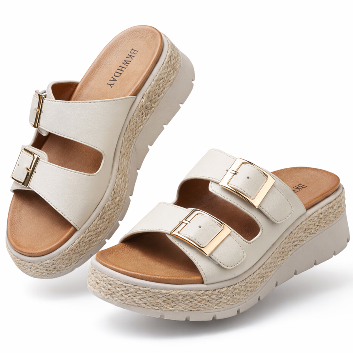 BKWHDAY Platform Sandals Women Wedge Open Toe Buckle Ankle Strap Women's 2026